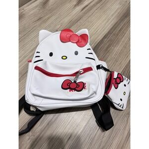 Sanrio Hello Kitty Mini Backpack White Faux Leather with Matching Coin Purse
